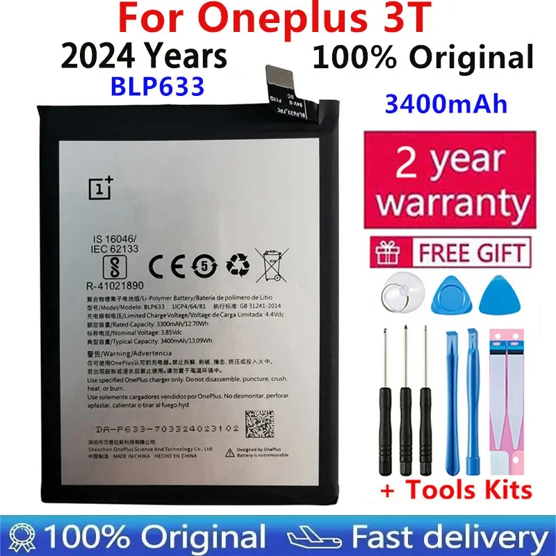 

100% Original for Oneplus 3T Battery High Quality 3400mAh BLP633 Replacement for Oneplus Three T Smartphone Batteries track code