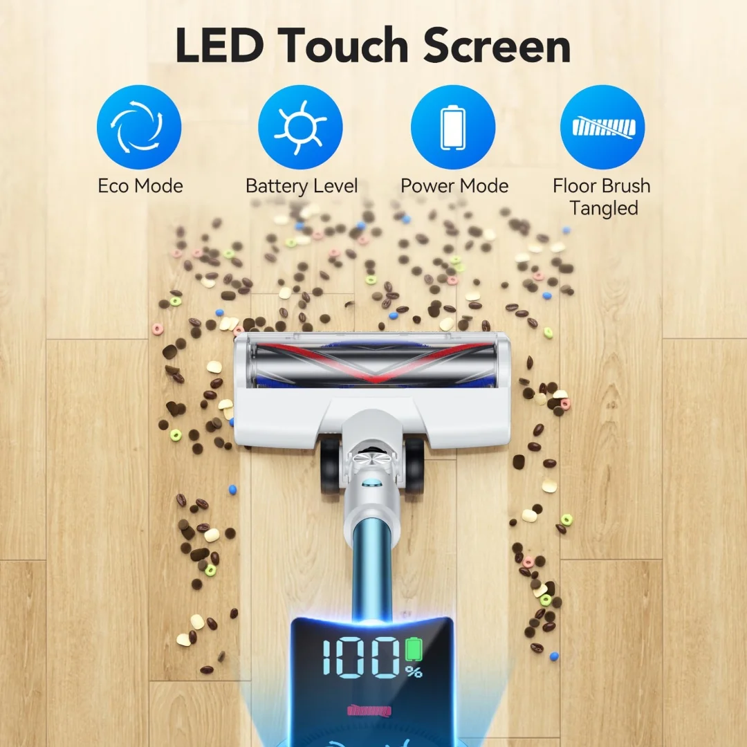 Cordless Vacuum Cleaner, 23Kpa Vacuum Cleaner with Rechargeable Battery, Household Vacuum Cleaner, Run Time 40 Minutes, Speed fo