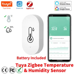 Tuya Zigbee Smart Temperature Humidity Sensor Indoor Hygrometer Controller Monitoring Work with Smart Speaker Alexa Google Home