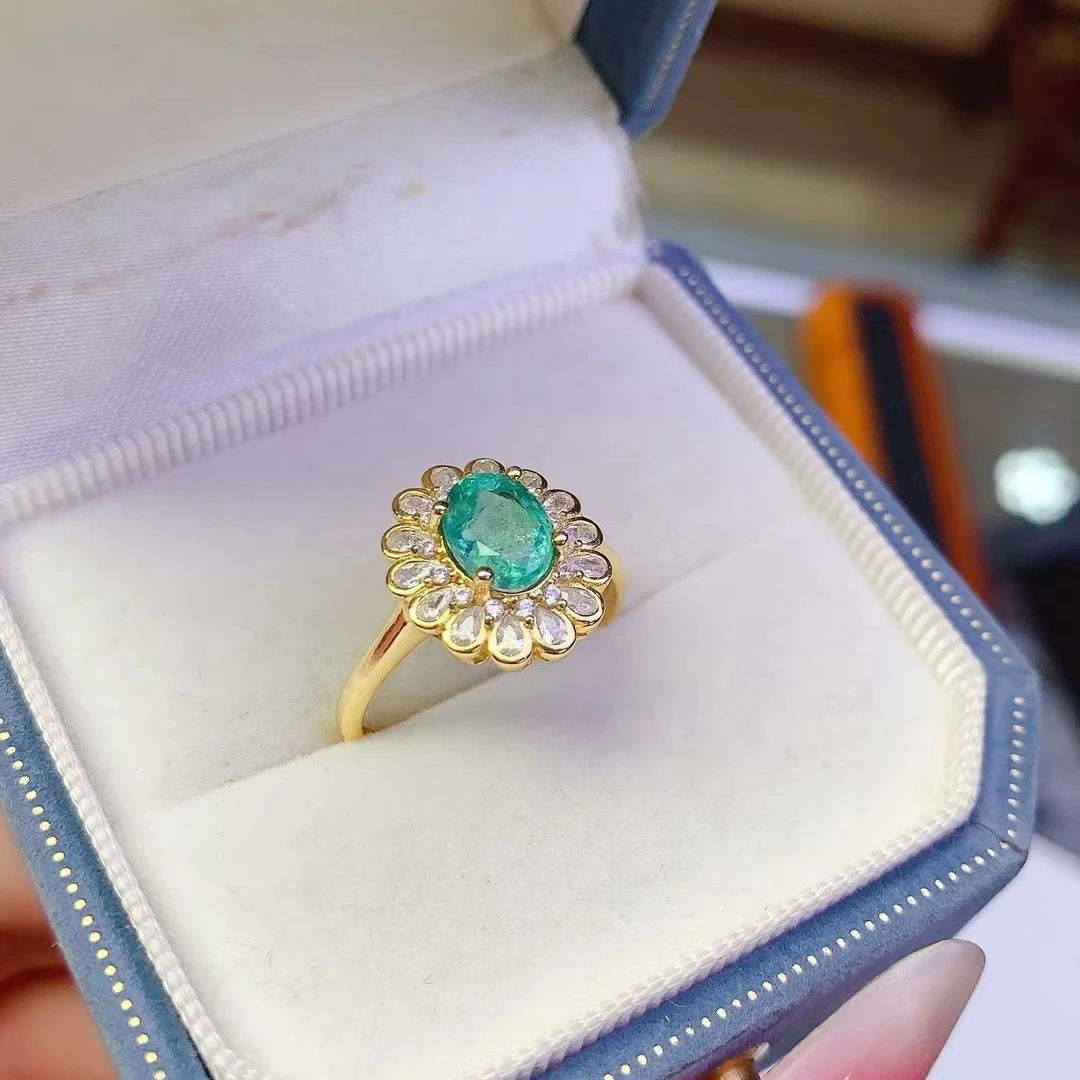 KJJEAXCMY Anello con smeraldo naturale S925 Argento sterling brillante Elegante design semplice Gioielli di fascia alta Bestseller per il compleanno