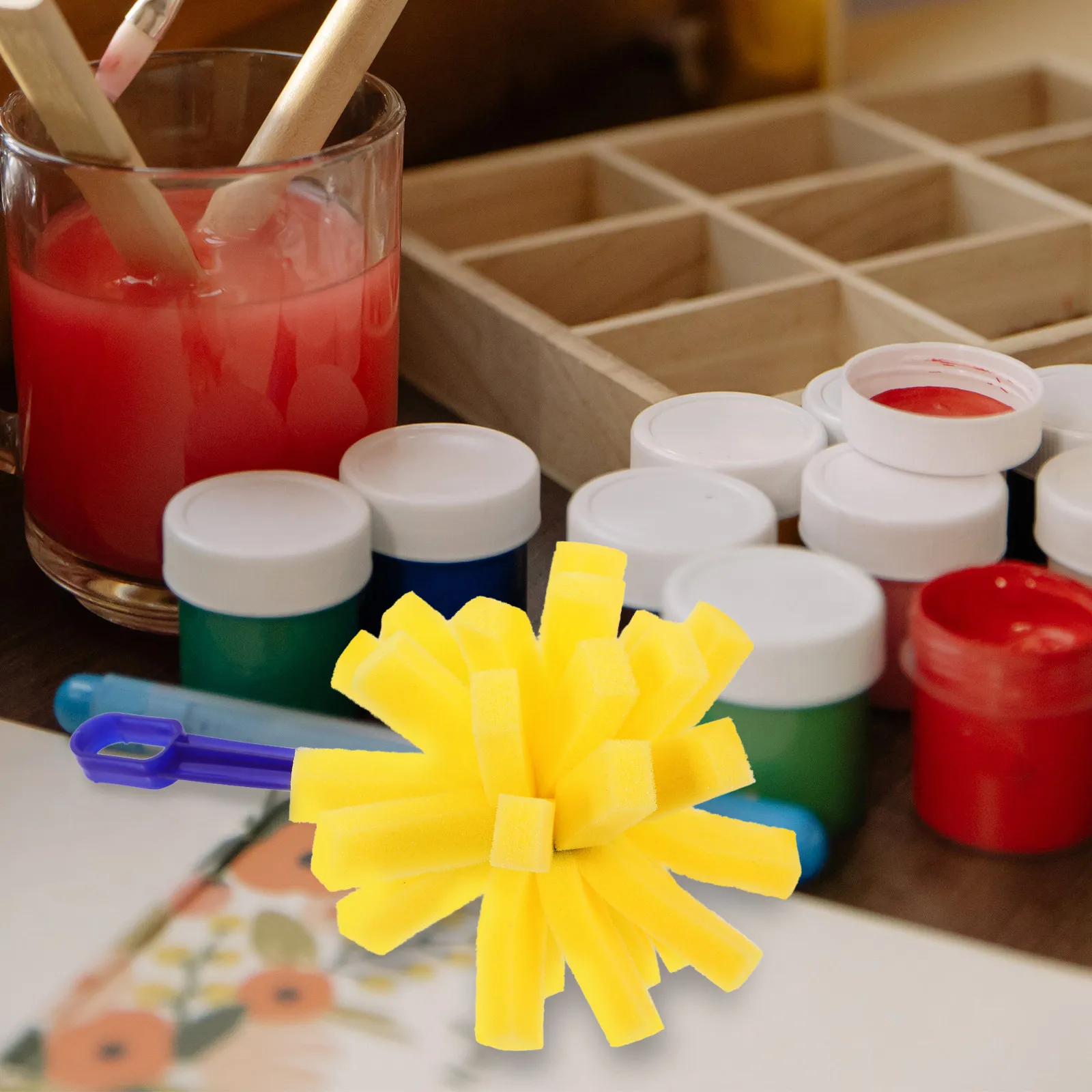 4Pcs Sponge Art Brushes Foam Paint Tools for DIY Craft Staining Varnish Application Smooth Finish Lightweight Handle