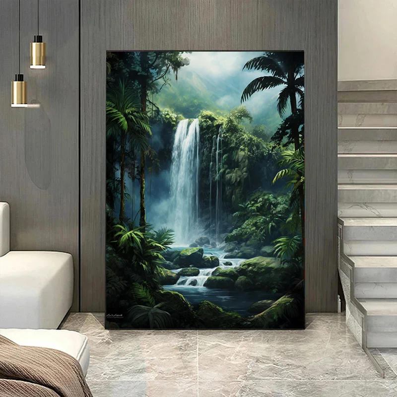 Forests Posters for Wall Art Canvas Painting Beautiful Decor for Room Waterfalls 1pcs Fairyland Like Wall Decoration Poster Home