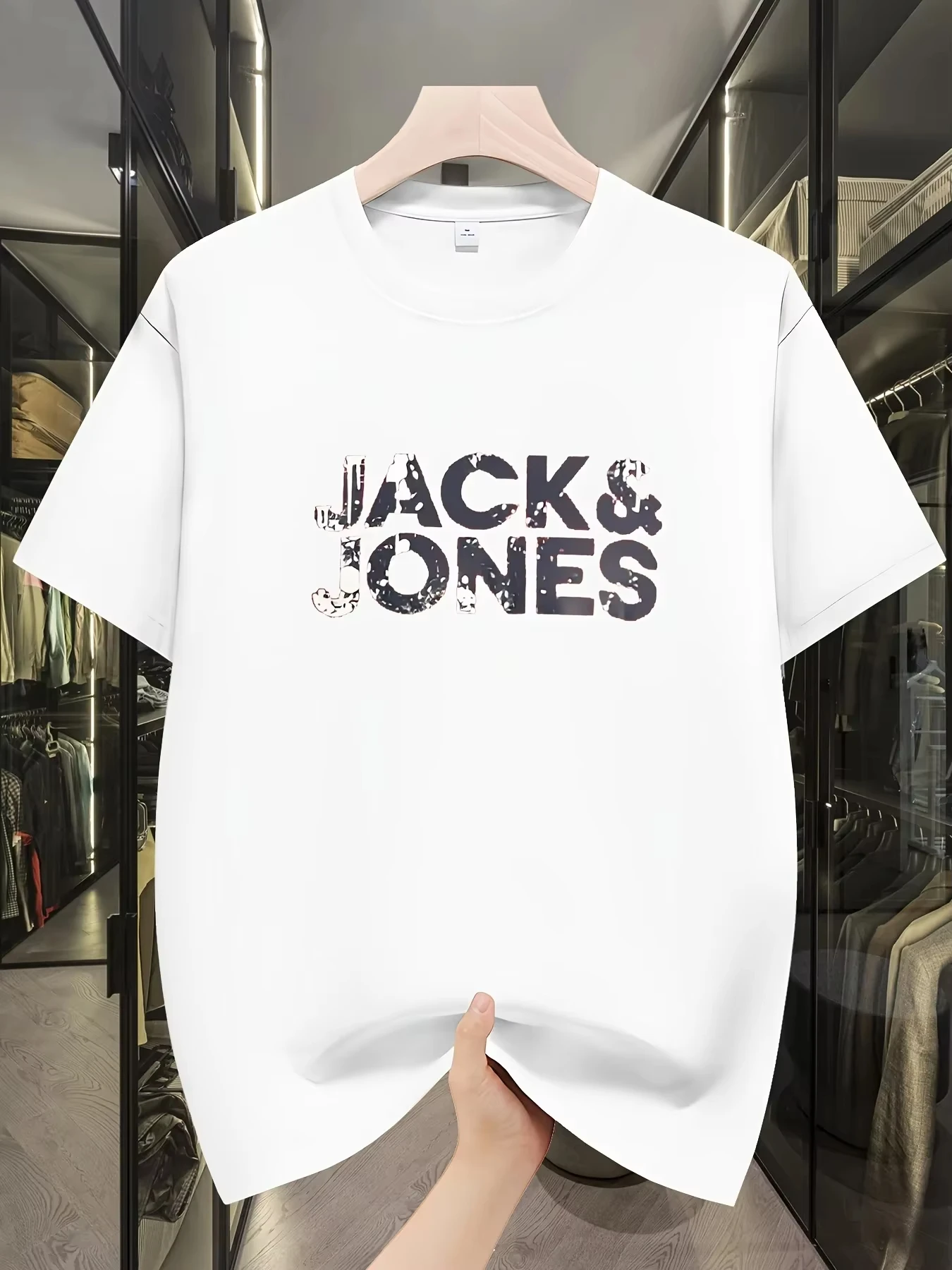 2026 Summer Men Teen Boys Trendy Letter Print T Shirts Slim Fit O Neck Short Sleeve Blue Casual Multipurpose Fashion Daily Tops