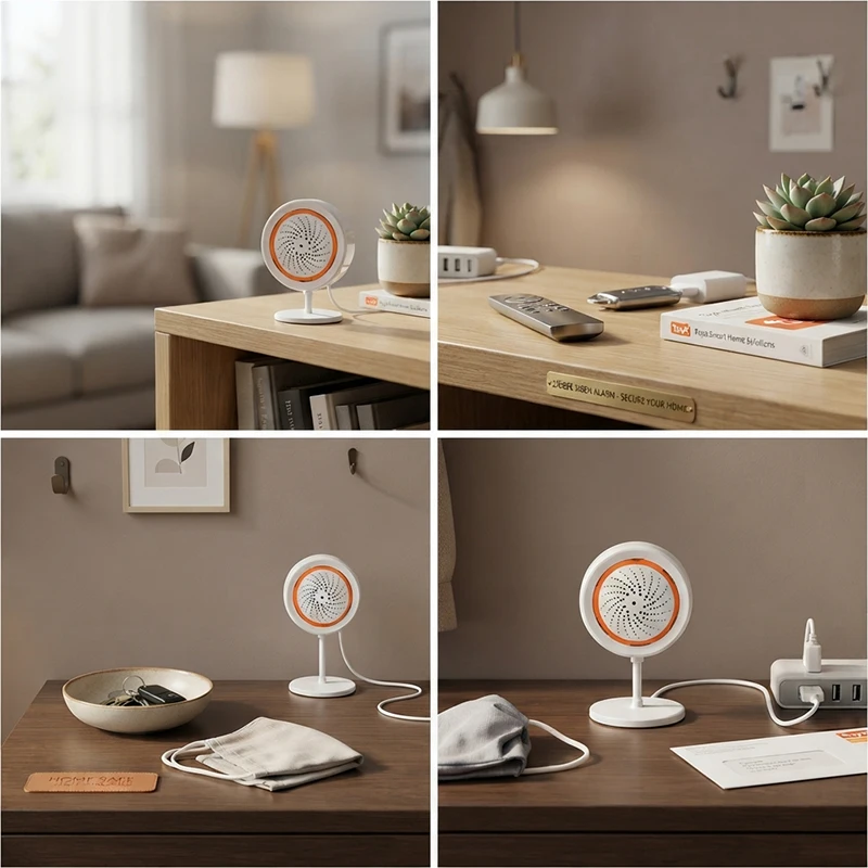 Tuya Zigbee Smart Sirenenalarm für die Sicherheit zu Hause mit Stroboskop-Alarmen, unterstützt USB-Kabelbetrieb, funktioniert mit TUYA Smart Hub.