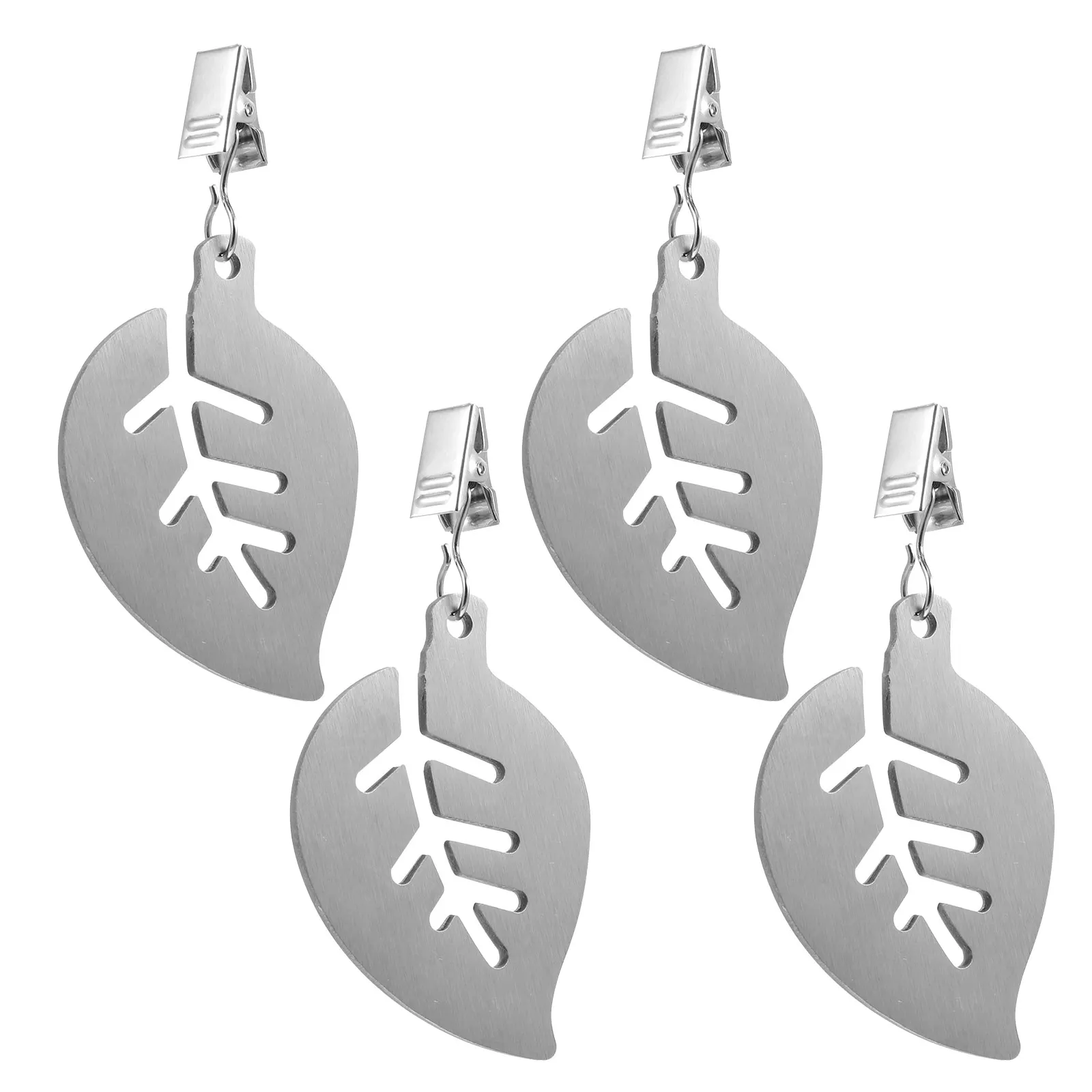 

4 Pcs Steel Tablecloth Weights Leaf Shaped Clamps for Party Picnic Home Use Table Cover Stainless Steel Table Weights Holders