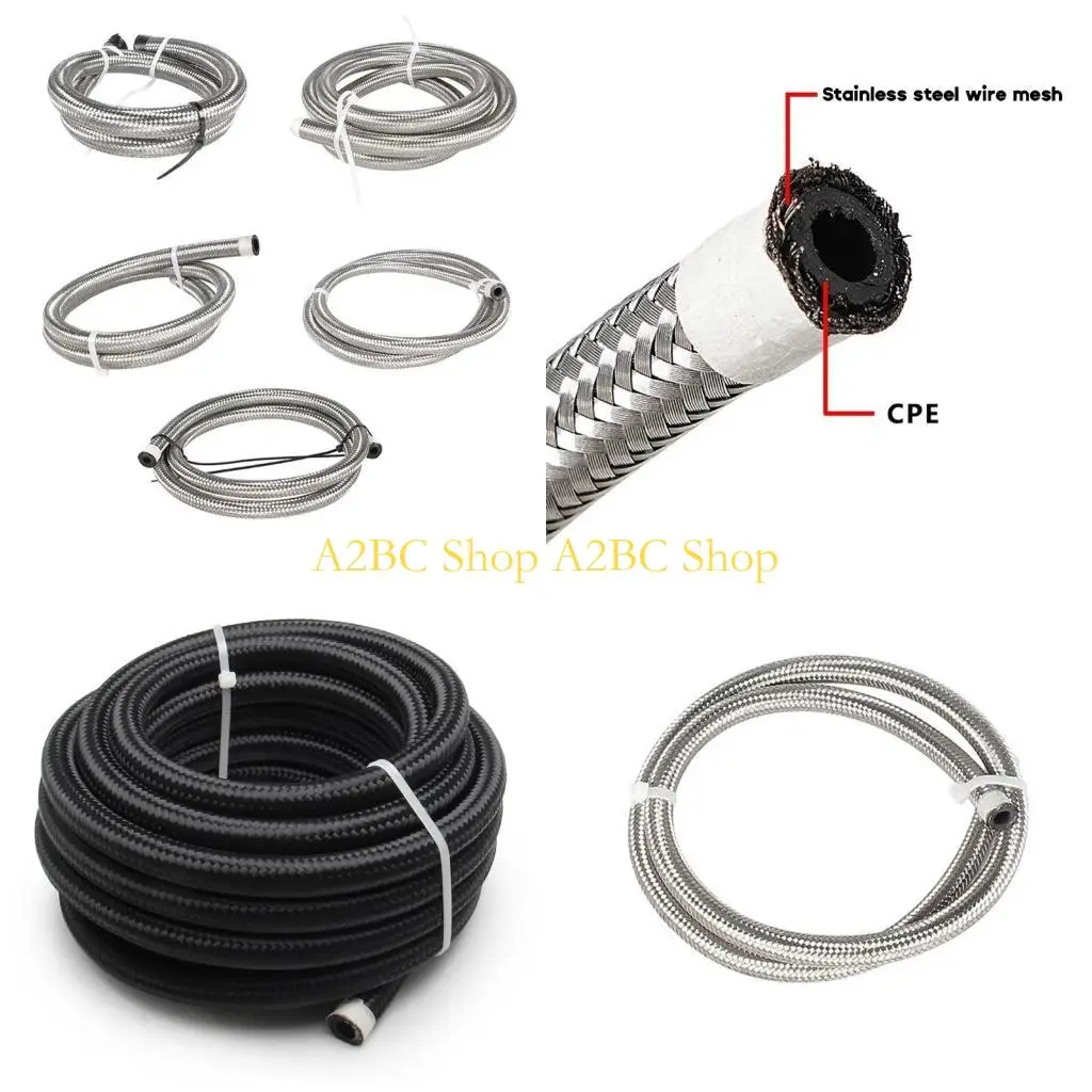 

A2BC AN4 AN6 AN8 AN10 AN12 Шланг черный нейлоновый крышка из нержавеющей стали Треневая топливная линия