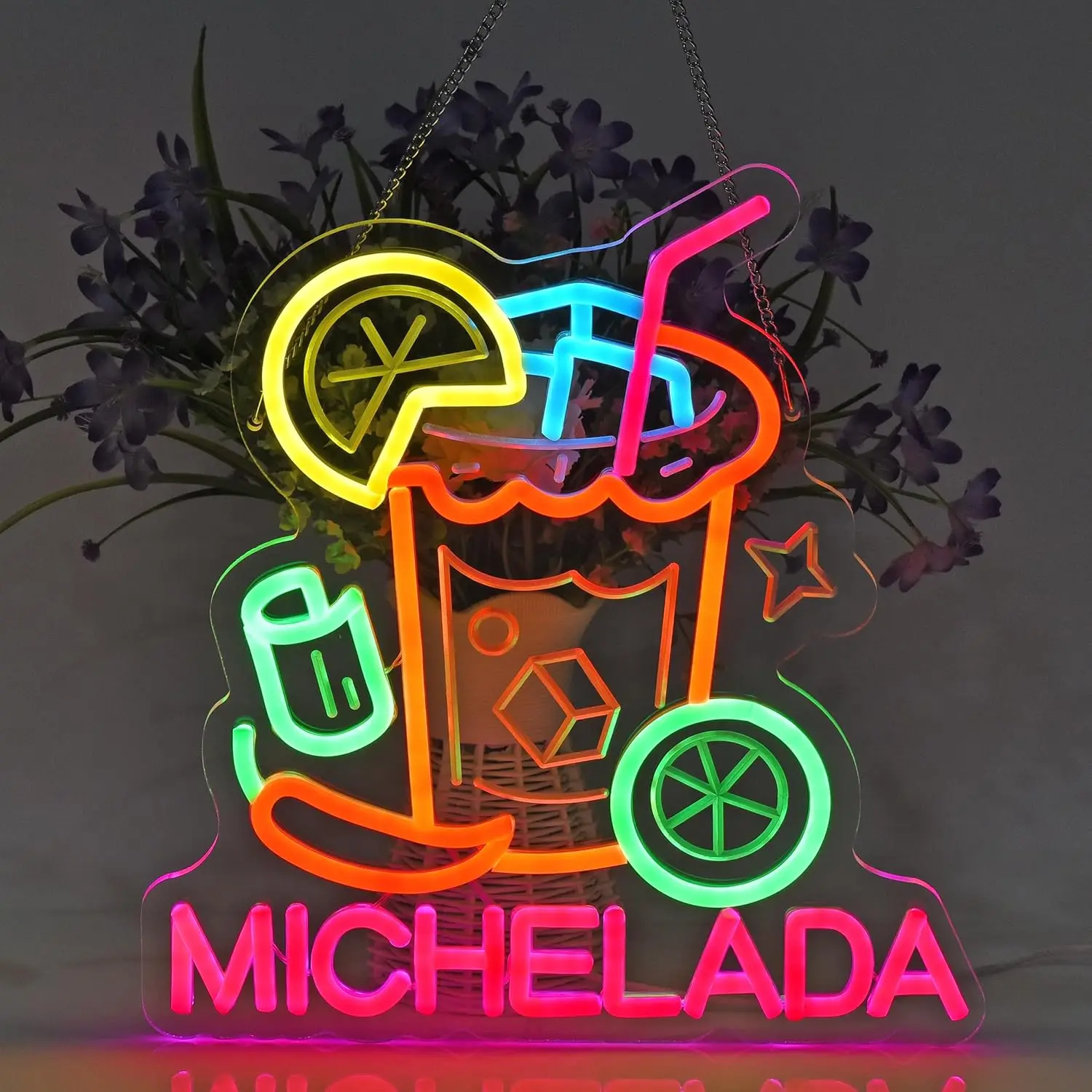 Michelada Neon Sign LED Cocktail Neon Lights for Mexican Restaurant Bar Man Cave Kitchen Party Home Hanging Decor USB Dimmable