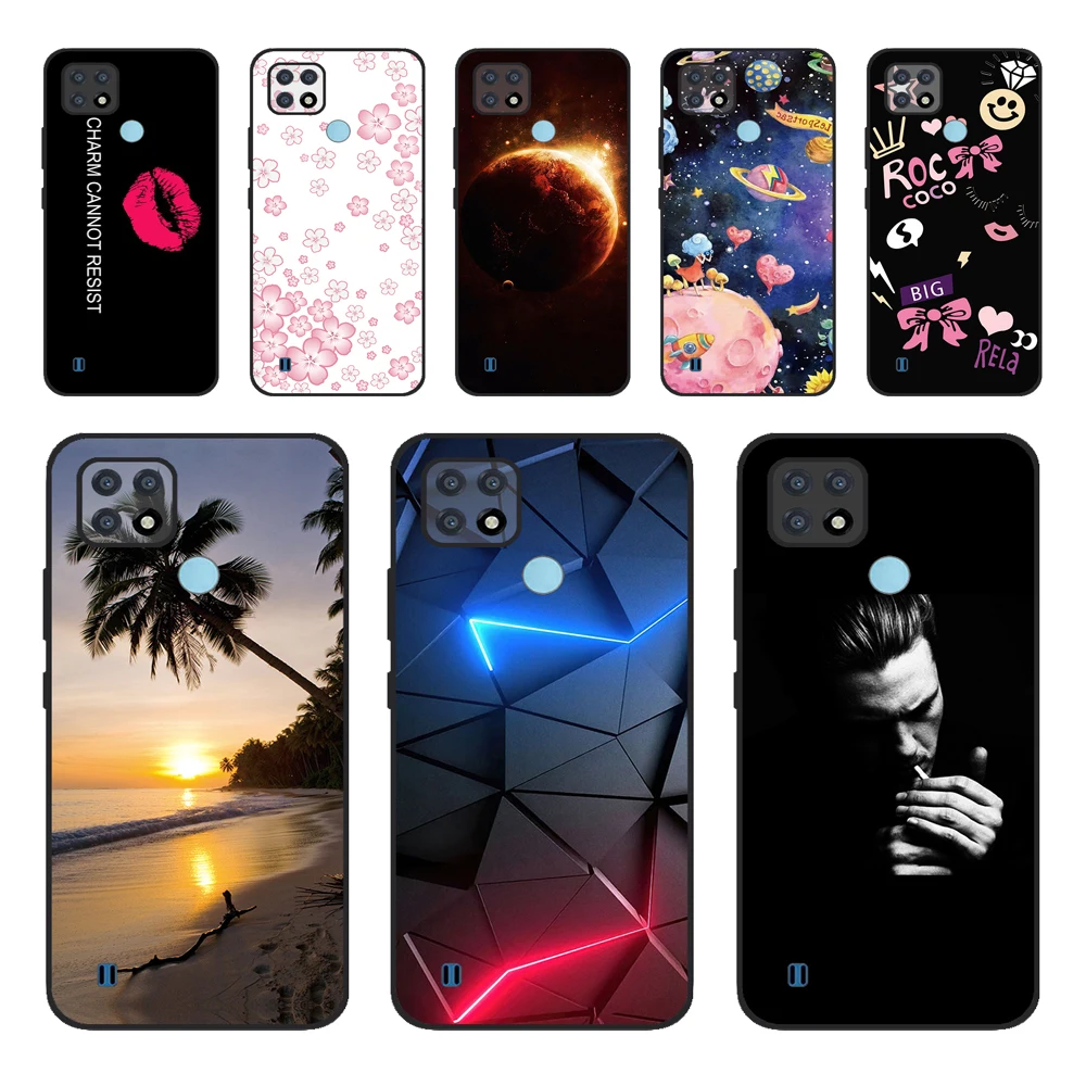 For OPPO Realme C21Y Case COOL Black series Soft Silicon Cover for Realme C21 C25 C25s Phone Cases Protective Realmi C 21 Y Capa