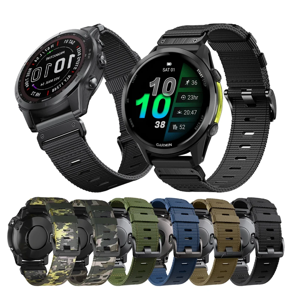 Pulseira de nylon de 22mm 26mm para garmin forerunner 970 965 955 945 pulseira instinto 2x/quatix 7 7x 6 5 3/fenix 8 7x 7 6x 6 pulseira
