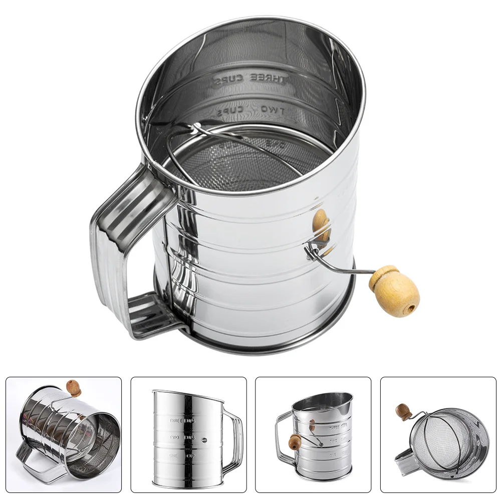 

Stainless Steel Flour Sifter Sieve Hand Operated Baking Kitchen Tool Fine Mesh Strainer to Use flour sifter