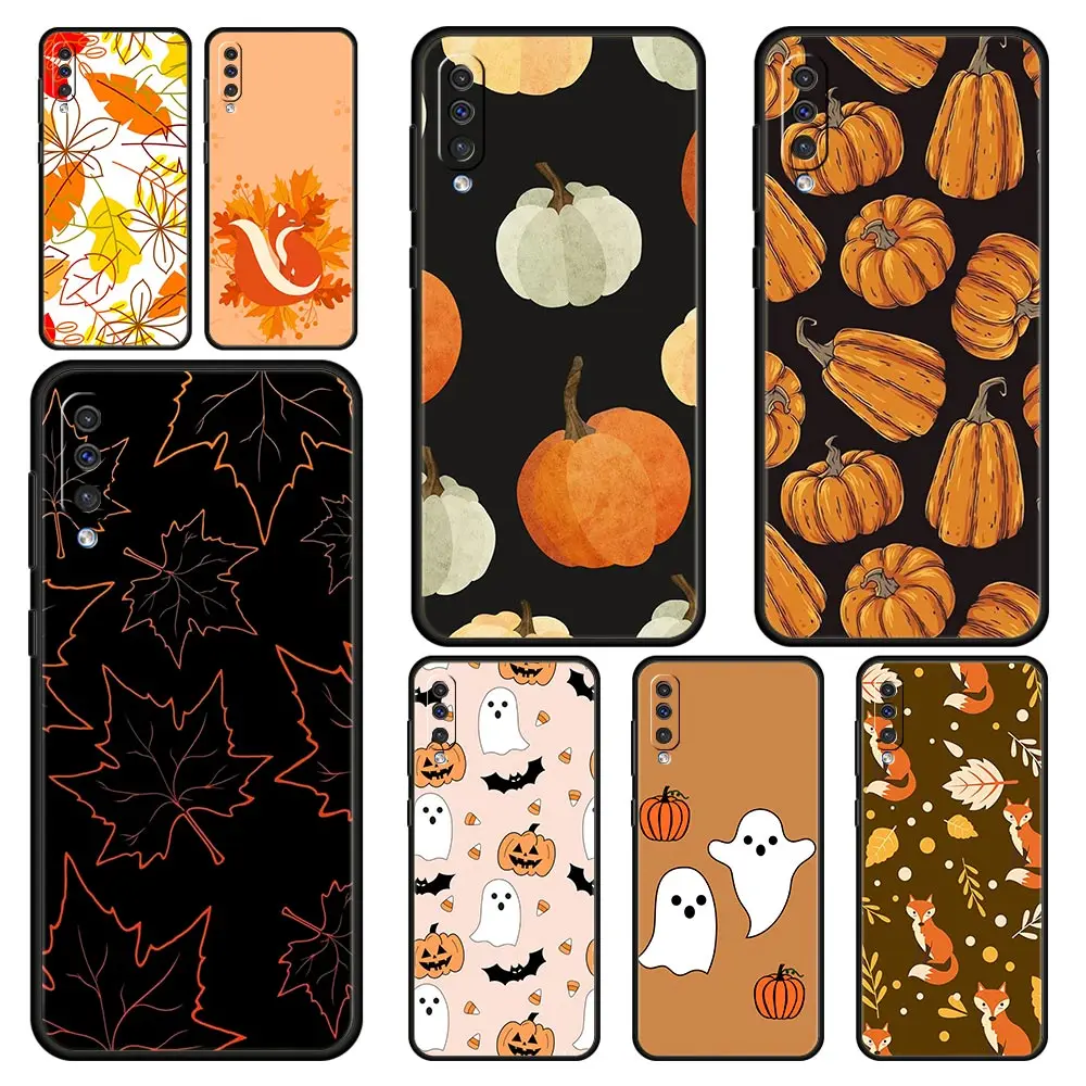 Case For Samsung A24 A12 A14 A32 A50 A70 A20S A10S A22 A40 A34 A54 A42 A52 5G A02S A04s Cover leaves fall fox pumpkin Halloween