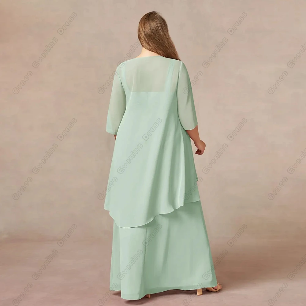 Vestidos De talla grande para madre De la novia, traje De gasa sin tirantes De tres cuartos para fiesta De boda, novedad De verano 2024