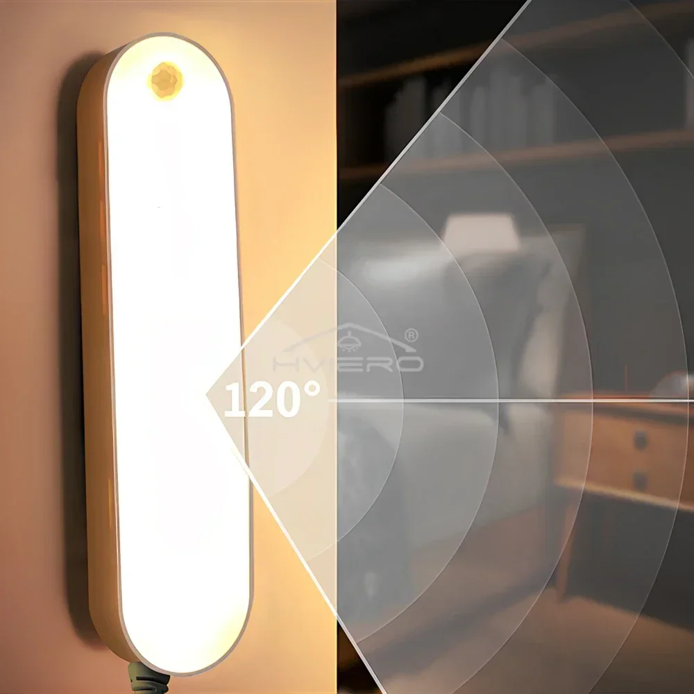 Lampade notturne piccole con rilevamento del corpo umano Strisce luminose a LED lunghe Ricaricabili tramite USB Intelligente Guardaroba Dormitorio Illuminazione super luminosa