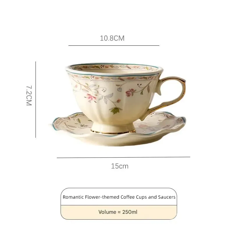FY Bone China Embossed Floral Coffee Cup And Saucer Set Luxury Retro Style For Afternoon Tea Home Office Gift