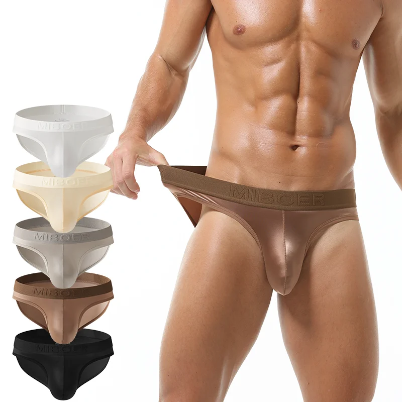 

Men's Ice Silk Briefs with U Convex Pouch Low Rise Sexy Underwear Breathable Stretch Trunks Available in 4 Colors adults 18plus