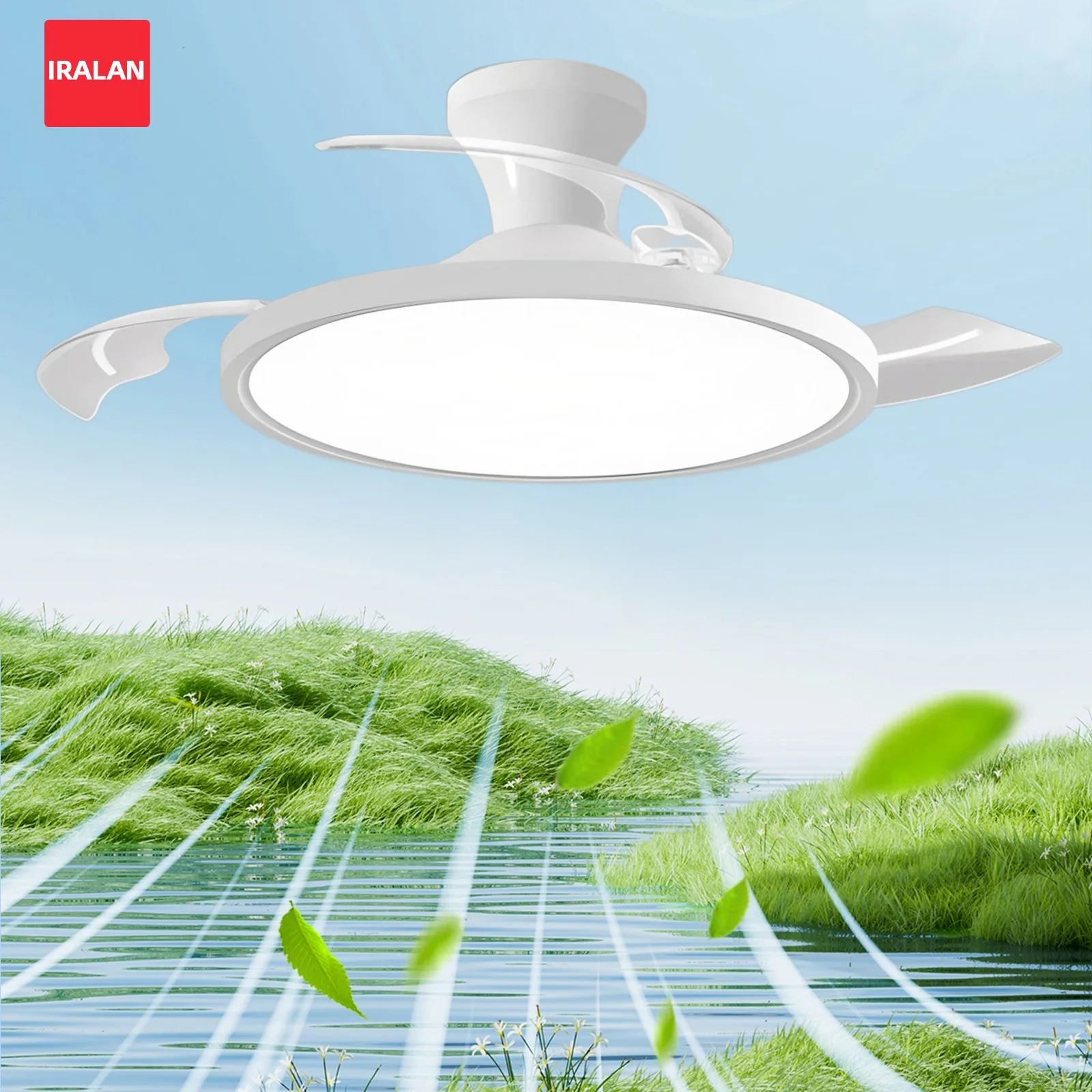 

Energy-saving Ceiling Fan with Dimmable Light Cool Large Retractable Ultra-thin Ceiling Fan Lamp with Remote Control Timer Mute