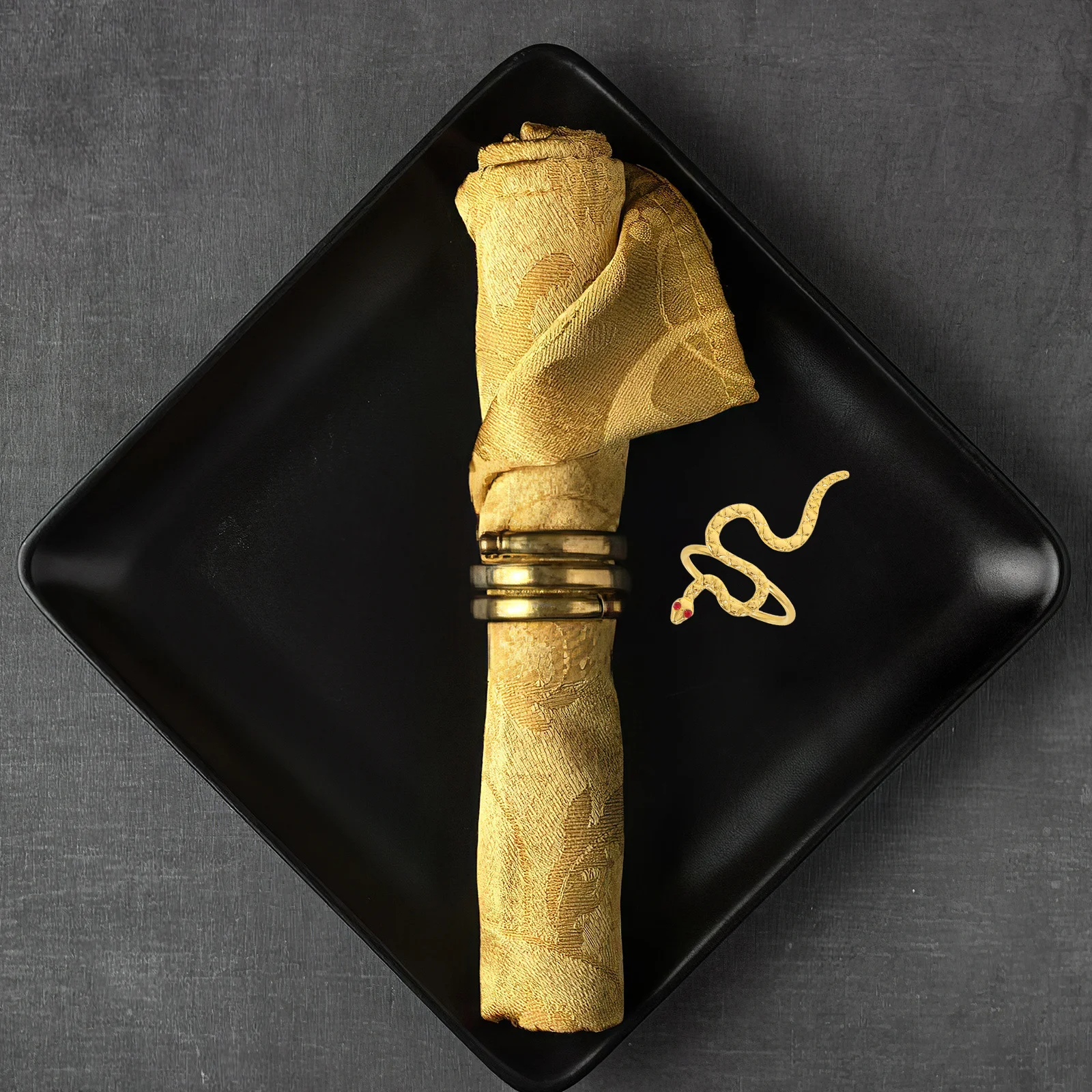 

6pcs Napkin Rings Snake Year 2025 Metal Animal Design Holiday Party Table Setting Chinese New Year Dinner Holders Festive