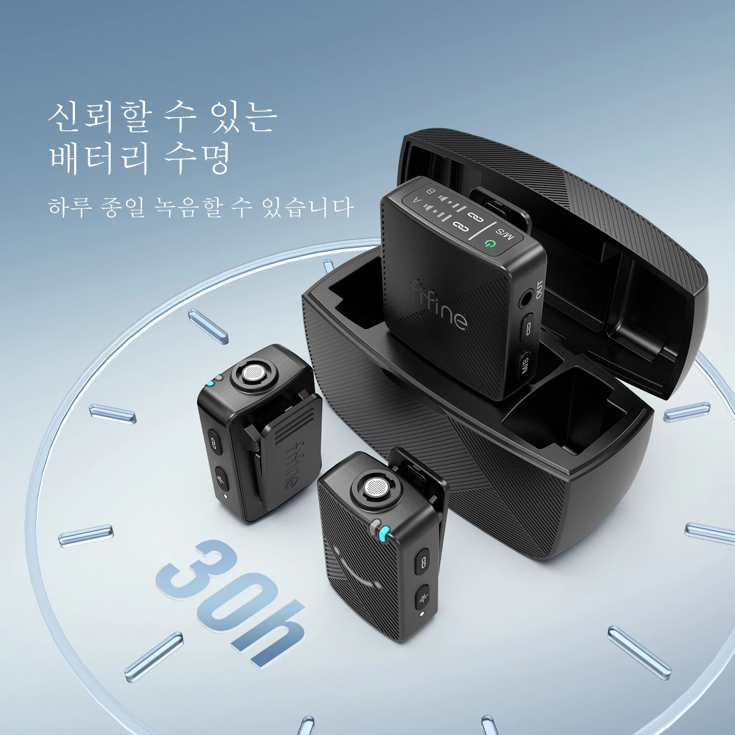 FIFINE M9 무선 라발리에 마이크, 무선 라펠 마이크 시스템, 브이로그 녹화용, 아이... - 3
