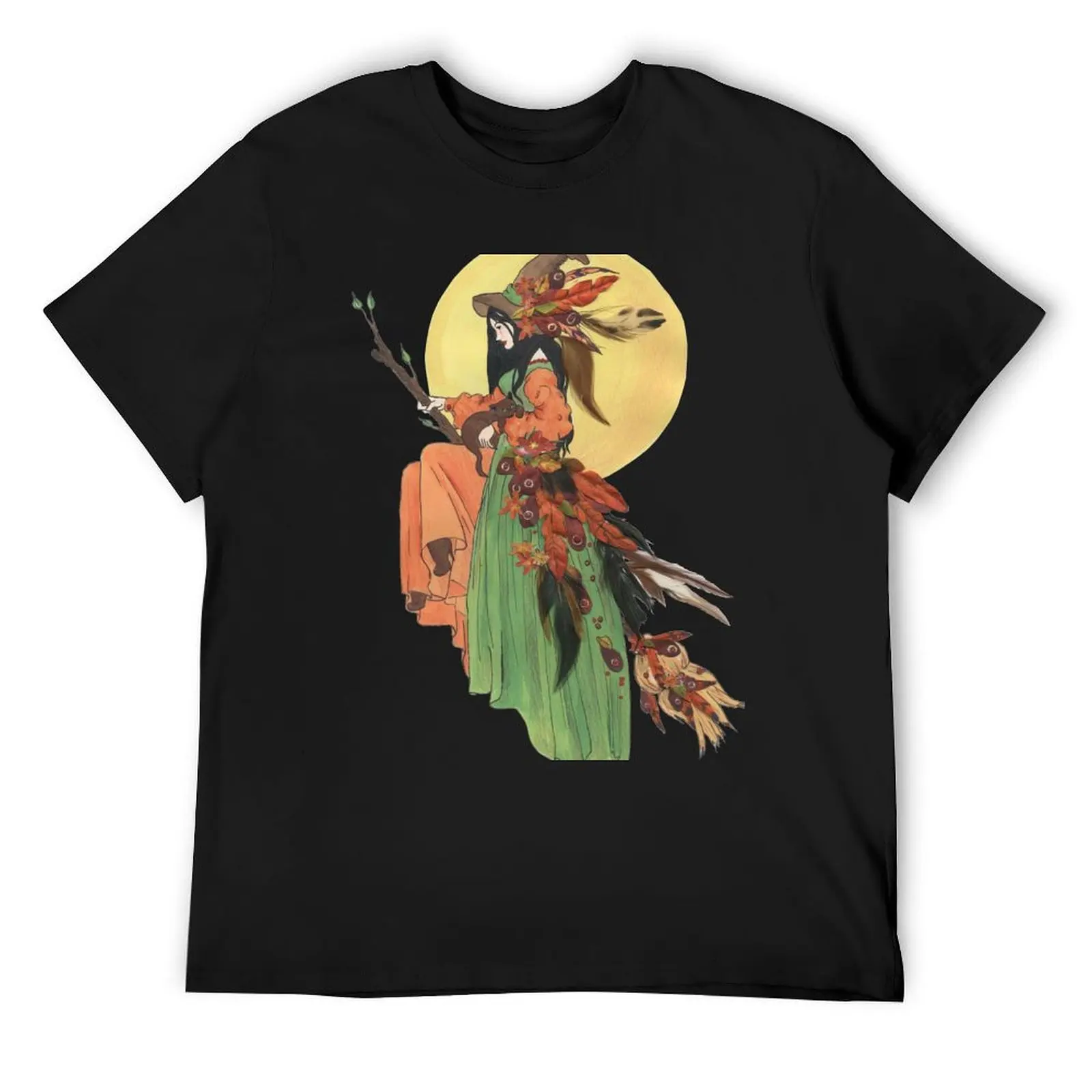 

Autumn Witch T-Shirt vintage clothes Short sleeve tee anime street wear plain black t shirts men