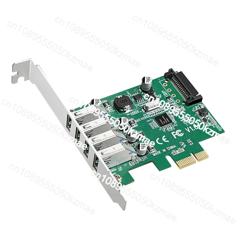 5Gbps 4 Ports USB 3.0 Hub To PCI-E PCIe 1X Expansion Riser Card with SATA Power Connector UPD720201