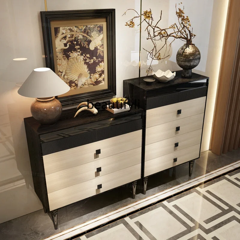 Chest of Drawers Combination Living Room Glass Decoration French Retro Master Bedroom Four Or Five Chests of Drawers