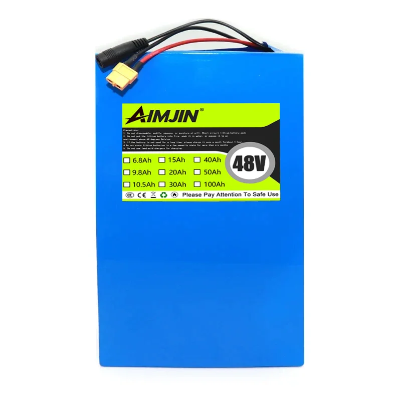 large capacity 48V 13S8P 100Ah 18650 Rechargeable Li-ion Battery Pack high-power with BMS for Motorcycle, Scooter, Bicycle