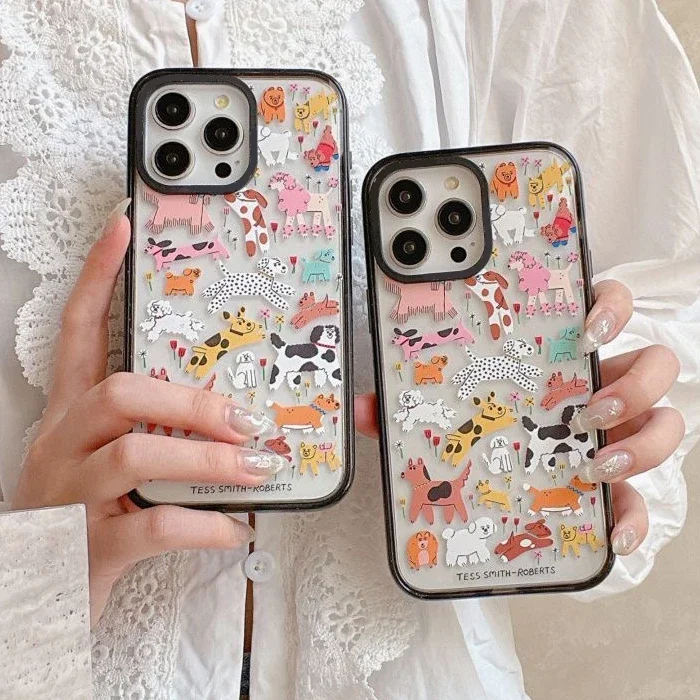 

Cute Animals 2.0 Acrylic Black Border Phone Case Cover for IPhone 11 12 13 14 15 Pro Max Case