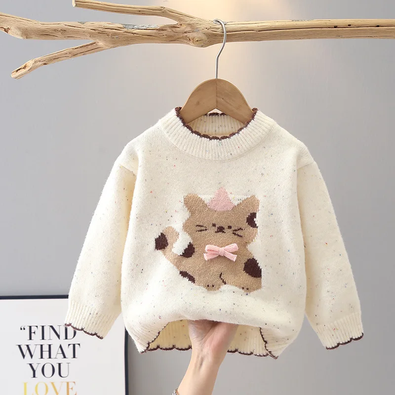 سترة محبوكة للفتيات لخريف وشتاء 2025 بلوزات بأكمام طويلة ورقبة مستديرة بلوفر مريح ملابس أطفال عصرية جديدة #2