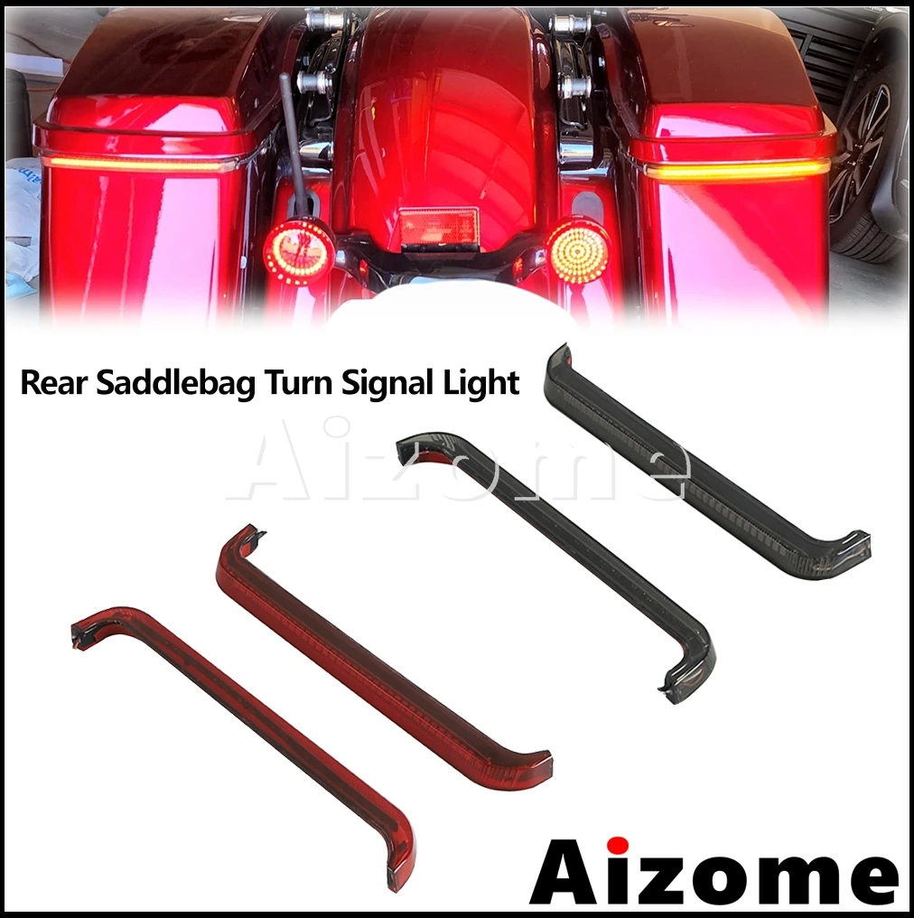 

LED Turn Signal Lamps Motorcycle Tracer Rear Luggage Saddlebag Brake Flasher Light For Harley Touring Street Glide FLHX FLHXSE