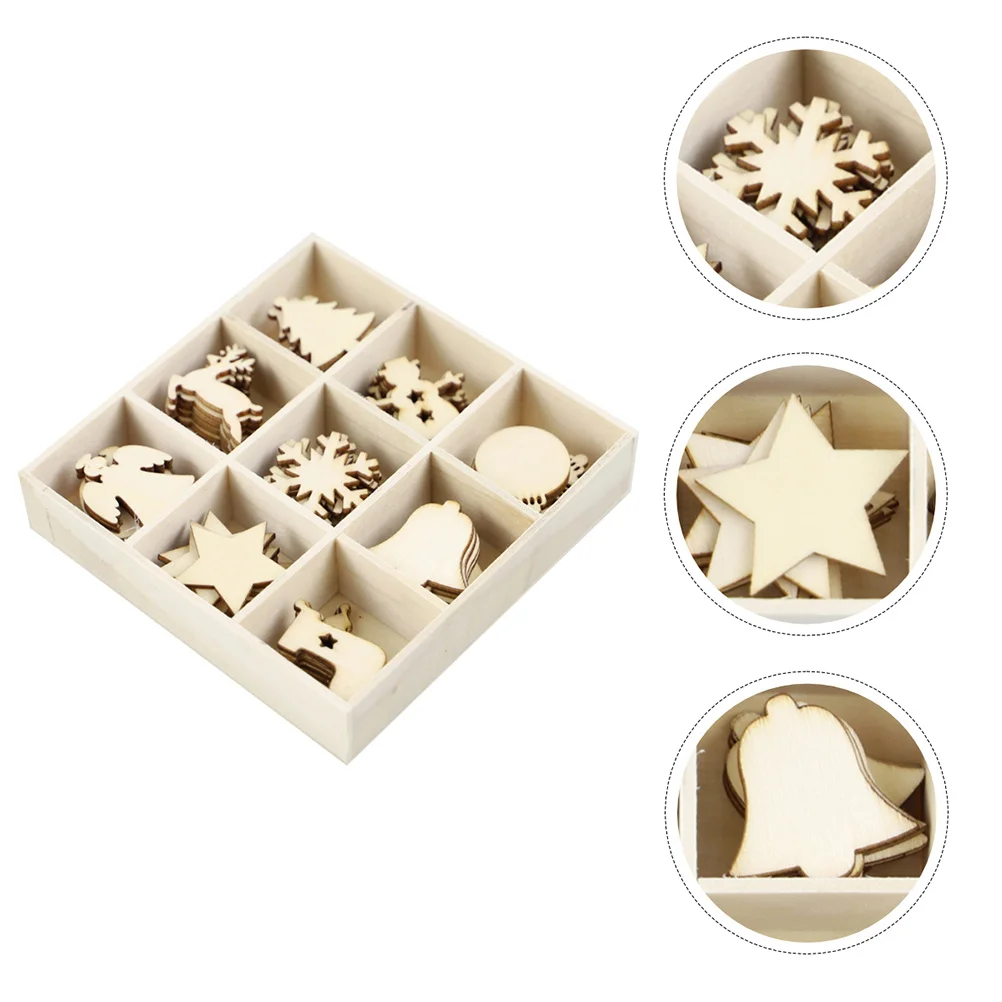 

72Pcs Christmas Wooden Pendants Craft Kit for DIY Graffiti Art Decorative Handiworks Hanging Xmas Tree Home Wall Door