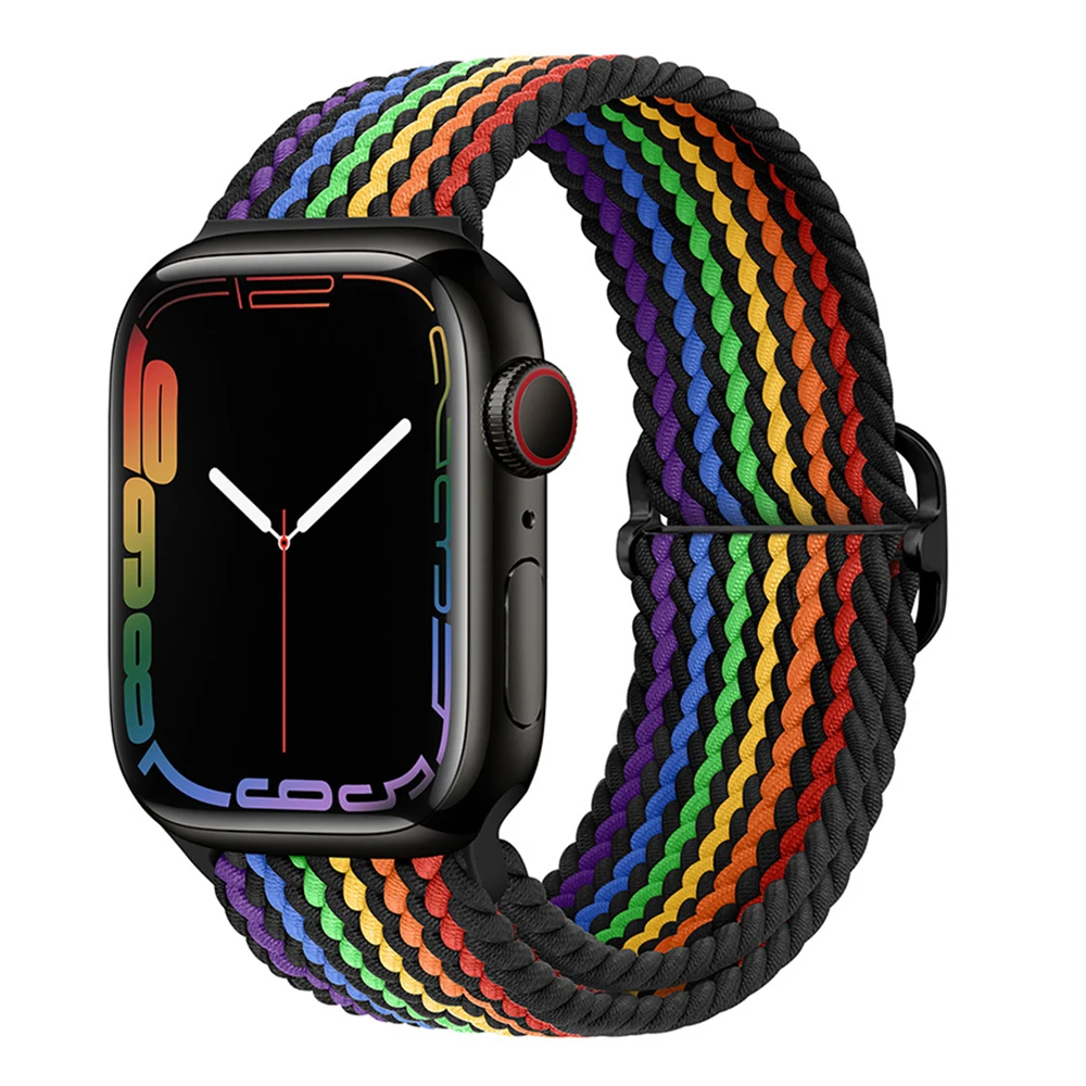 41 مللي متر 42 مللي متر 38 مللي متر 44 النايلون مطاطا النسيج سوار IWatch 4 5 SE 6 مضفر سولو حلقة حزام ل أبل ساعة 7 الفرقة 44 مللي متر 40 مللي متر 45 مللي متر