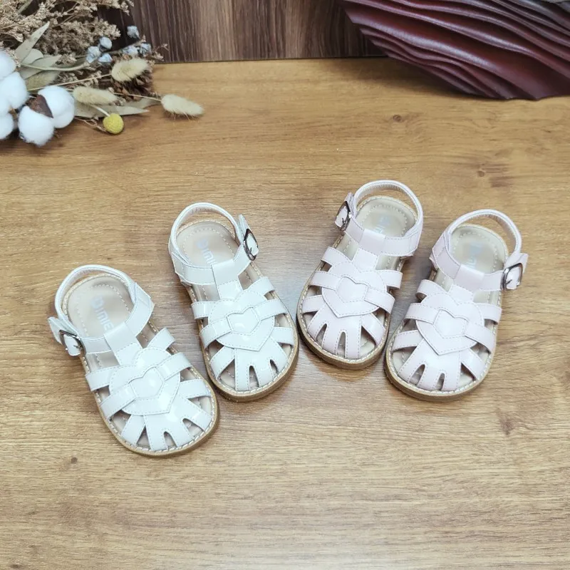 Genuine leather children's sandals 2024 girls princess sandals wholesale summer new girl baby foot protection sandals pink white