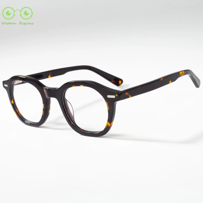 Japonês simples preto confortável homens e mulheres armação de olho redondo óculos de ácido acético quadro montagem grau óculos de miopia