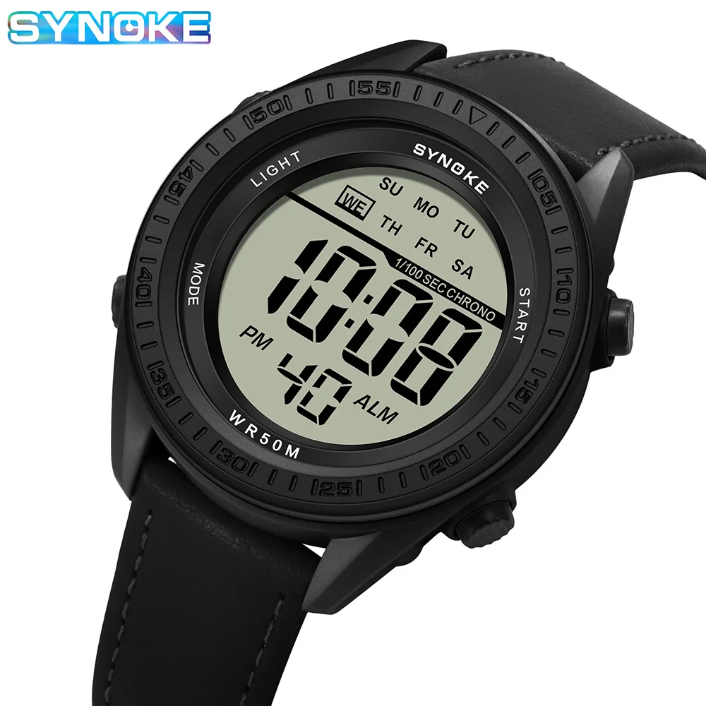 SYNOKE Waterproof Watch- Men's Multifunctional Electronic Watch with Alarm, Date Display - Ideal for Outdoor Enthusiasts