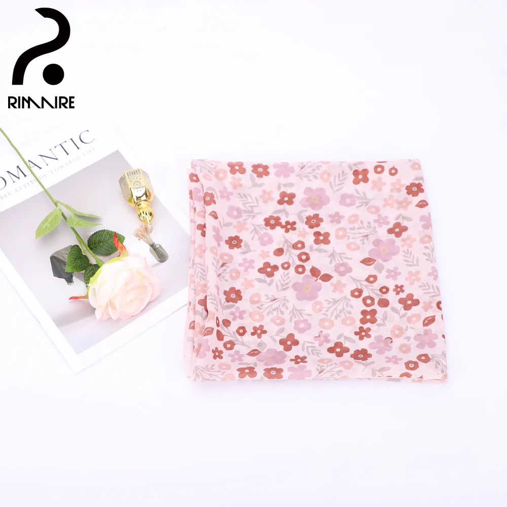 RIMAIRE 110*110cm Fashionable Hijabs for Women Design of Scattered Small Flowers Square Scarf Beautiful and Bright Turban