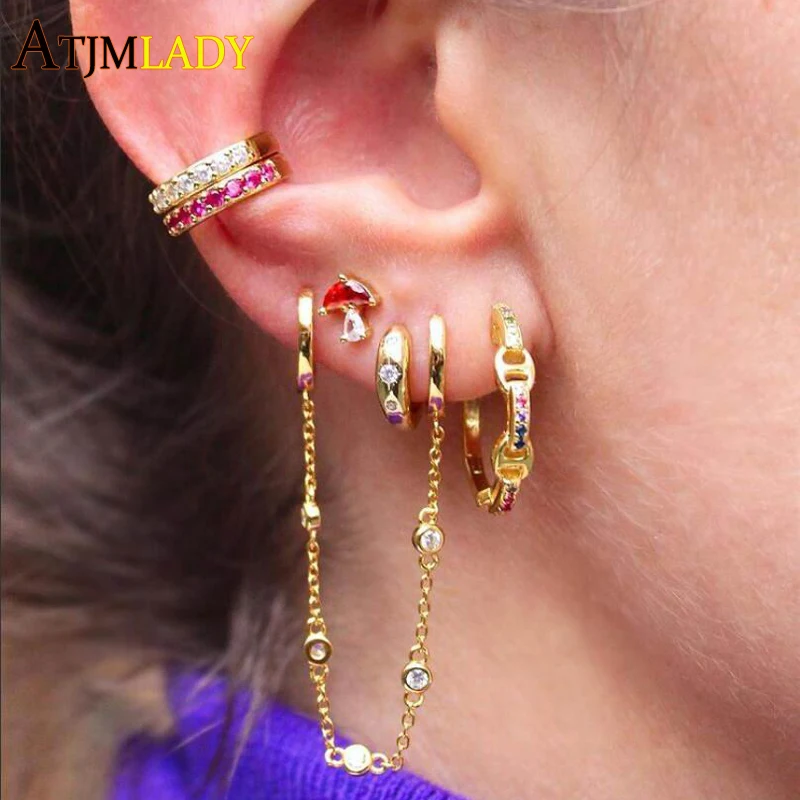 

Модное минималистичное изящное женское ювелирное изделие из стерлингового серебра 925 пробы с белым прозрачным фианитом Northstar Signet Starburst Mini маленькая серьга-кольцо