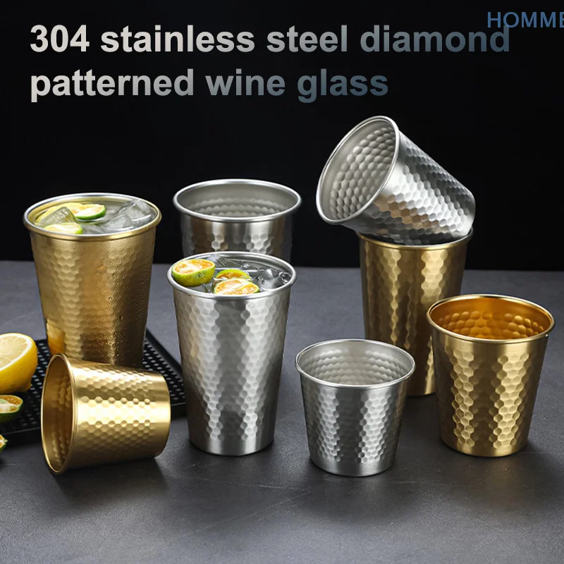 Кованая текстура, пивные чашки с двойными стенками, нержавеющая сталь 304, противоожоговая чашка для холодных напитков, сохраняющая холод, кружки для молока, против падения