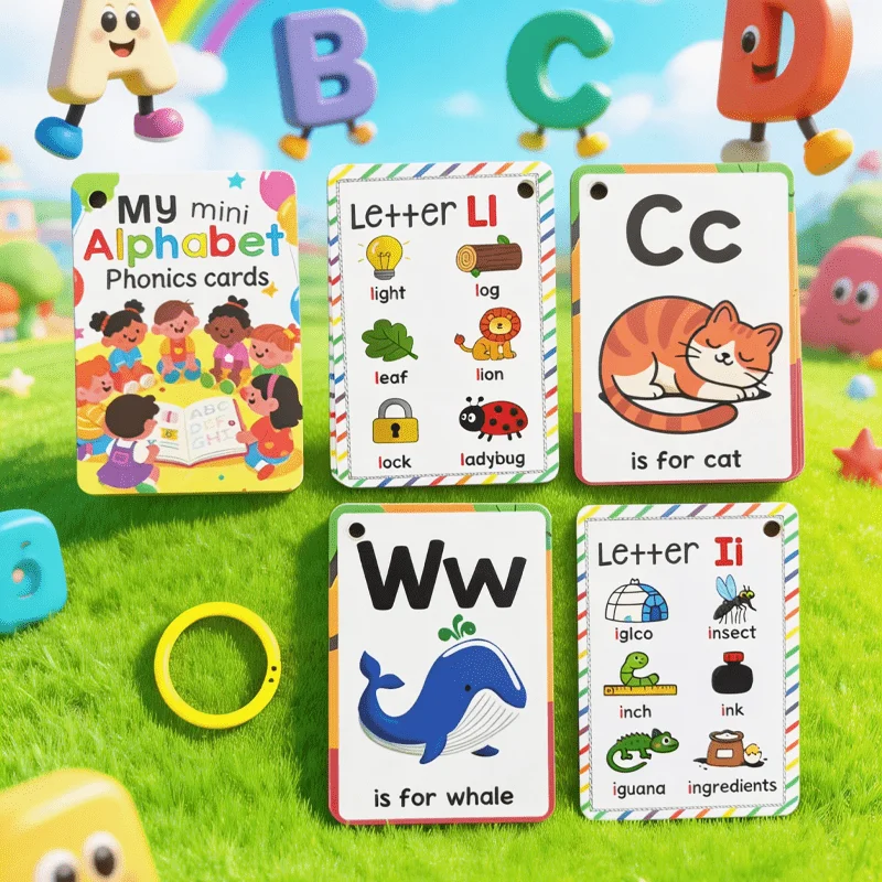26 English Alphabet Cards Early Education Flash Card, Children's English Enhance Color Animal Alphabet Cognition Cards