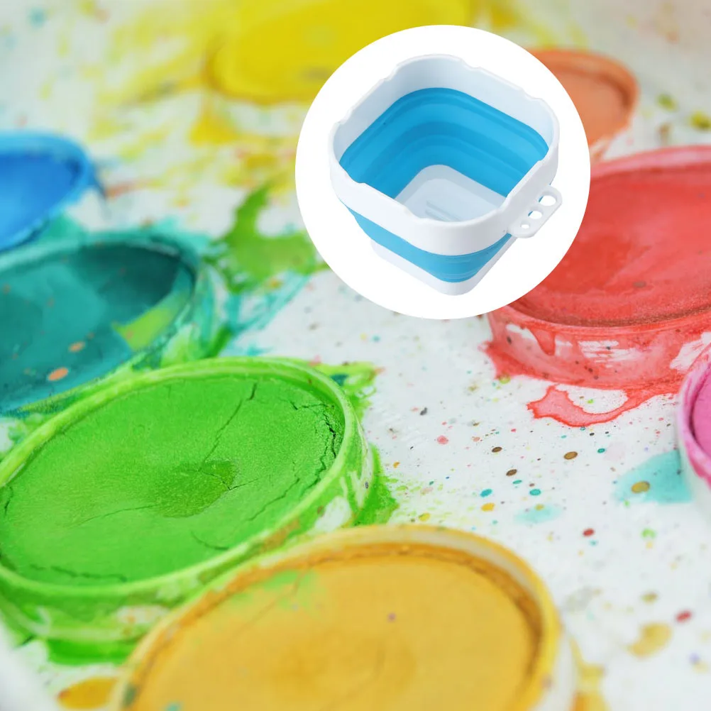 

Foldable Paint Brush Washer Station Watercolor Cleaning Bucket with Tray Function Silicone Artist Brush Basin for Beginners Kids