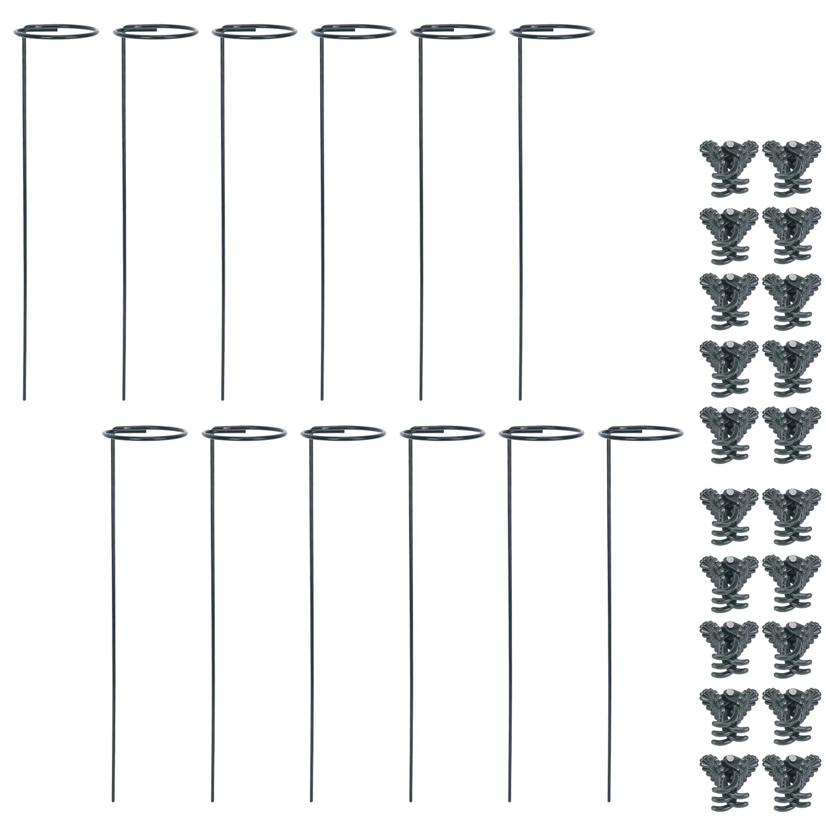 12 Pieces Green Plant Support Stakes, 40 cm/ 15.9 Inch Single Stem Plant Support with 20 Pieces Green Phalaenopsis Clip