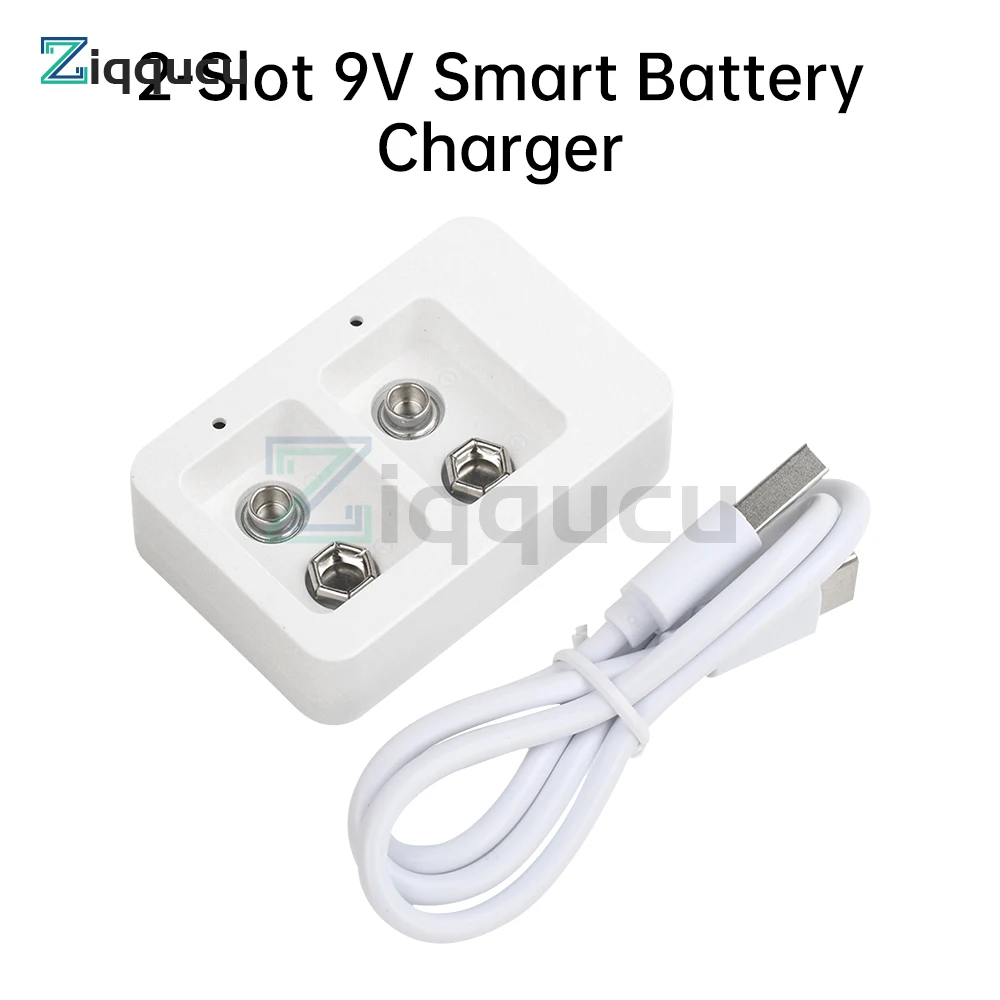 2 Slots Multi-function Ni-Mh 9V Rechargeable Battery Charger Portable Mini Model LED Display Charging Status Type C