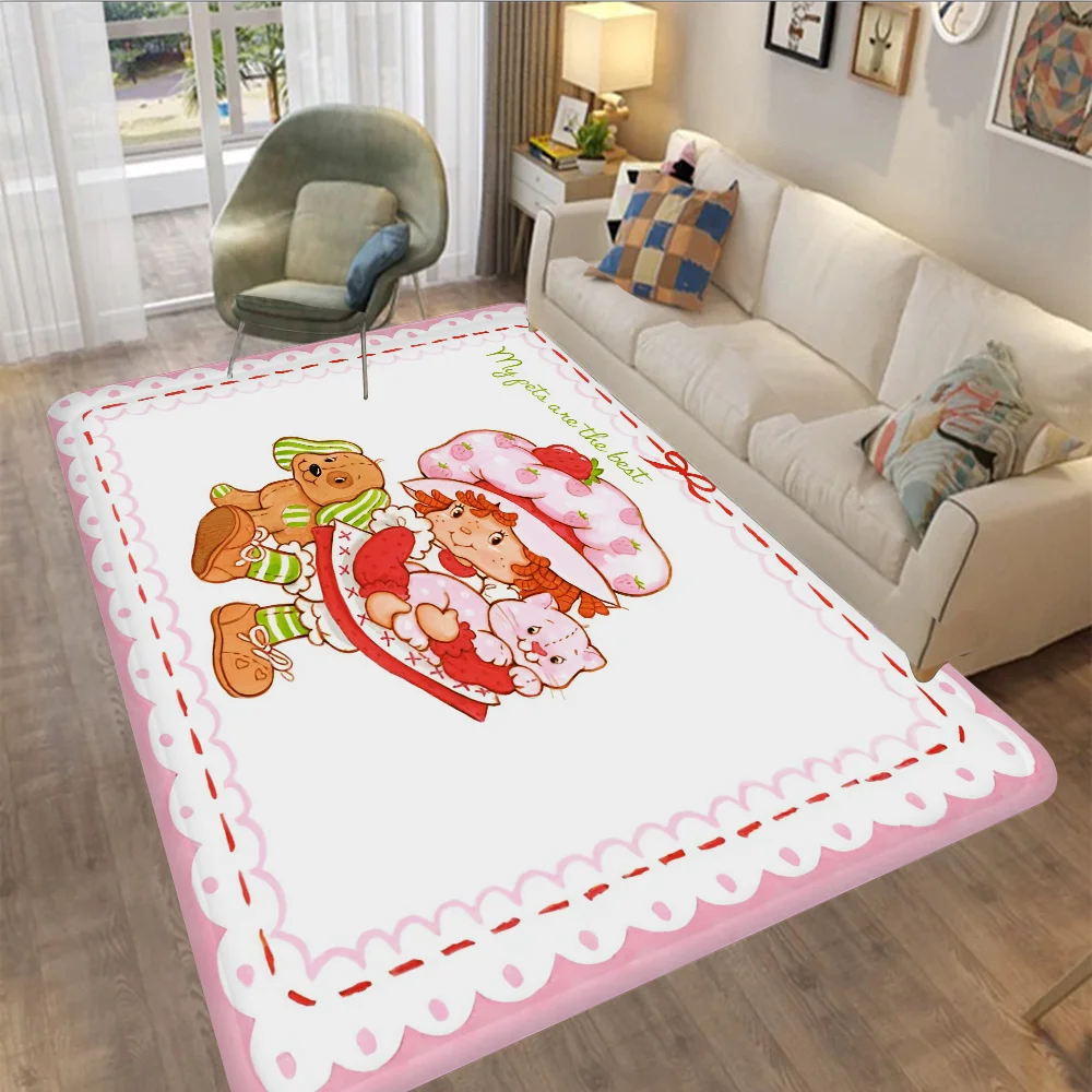 

Strawberry-shortcake Girl Door Mat Washable Non-Slip Living Room Sofa Chairs Area Mat Kitchen Toilet Rug