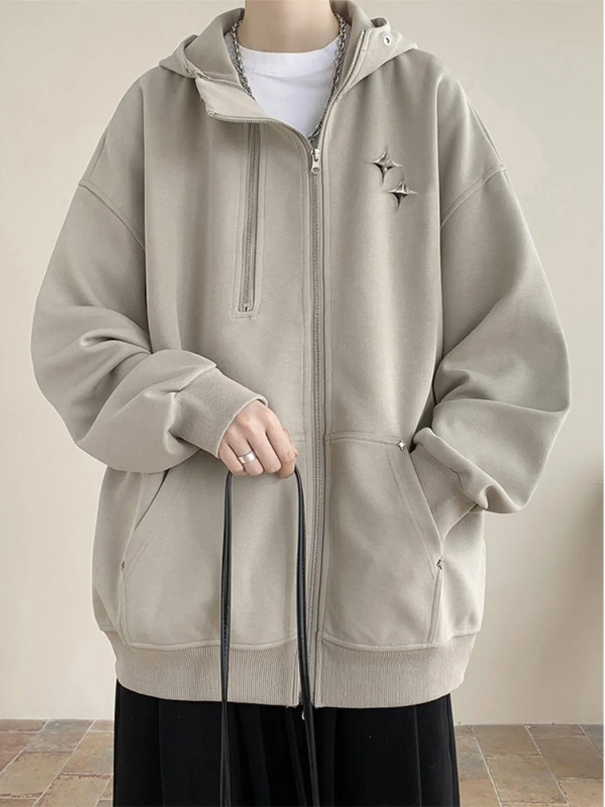 

American Retro Oversized Sweatirt Cardigan Men's Loose Trendy Brand Autumn Winter Large Size 300 Pou Spor Sle