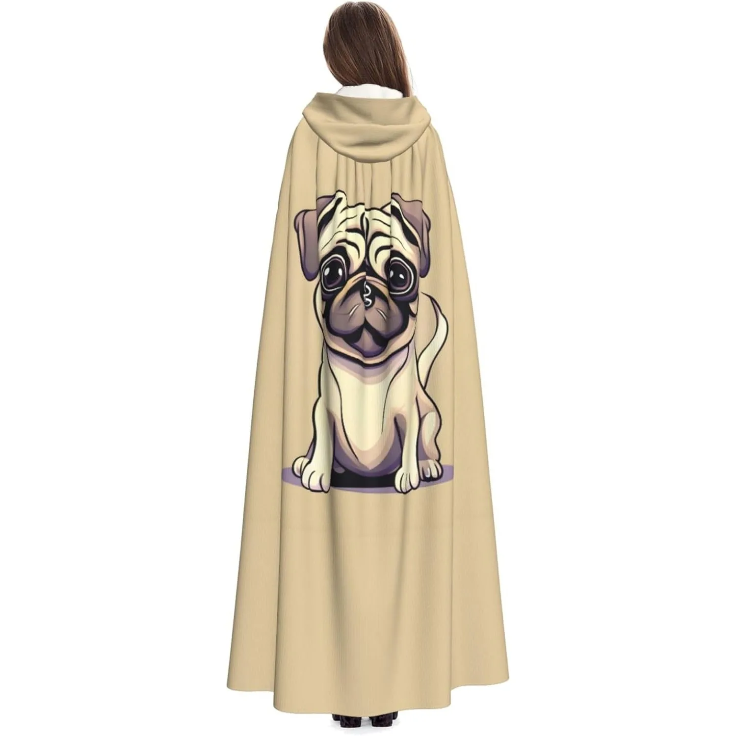 

Funny Cartoon Pug Puppy Dogs print Adult Hooded Cape Carnival Festival Cape Cosplay Robe Costume party Gothic Carnival