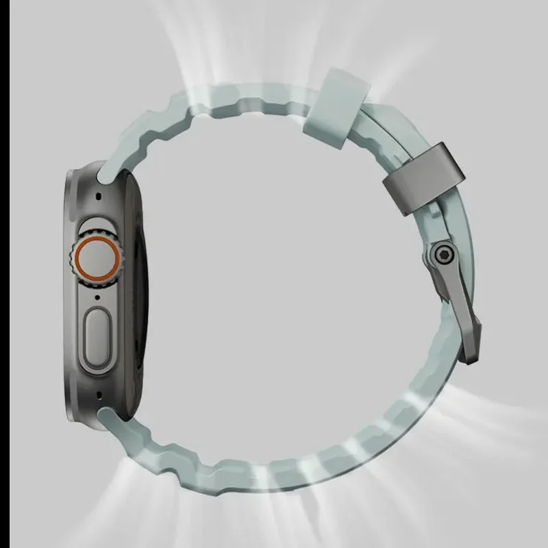 الرياضة سيليكون الفرقة التيتانيوم سوار معدني مضيئة حزام ل أبل ساعة الترا 10 9 8 7 6 SE 5 4 ل iWatch 42 44 45 46 مللي متر 49 مللي متر