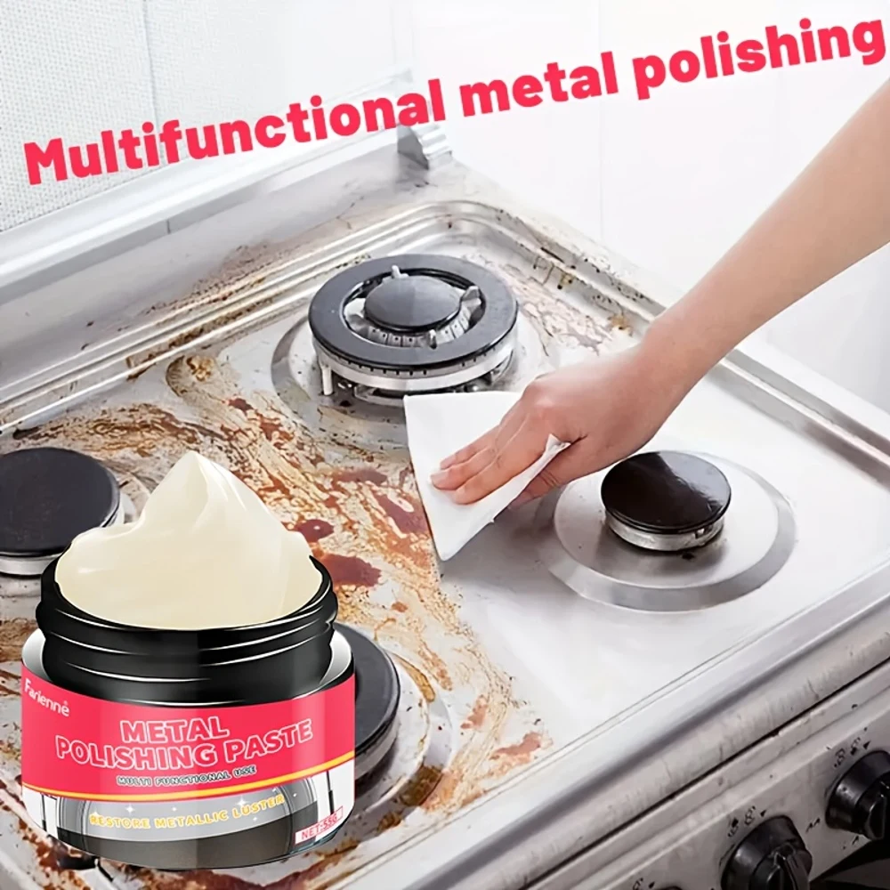 Pasta lucidante per metalli multiuso da 55 g per ferro, rame, acciaio inossidabile - Kit di lucidatura per ristrutturazione di superfici cromate antiruggine