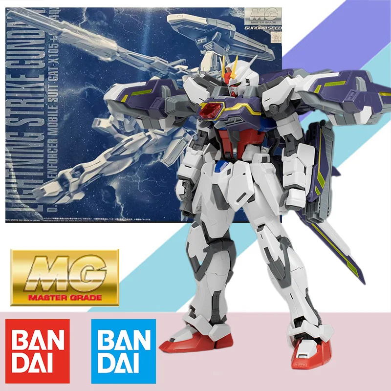 

Bandai Original MG 1/100 PB Limited Gundam GAT X105+P204QX LIGHTNING STRIKE GUNDAM Model Kit Action Figure Assembly Collection