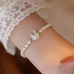 100% Natural Freshwater Pearl Sweet Rabbit Animal 14K Gold Filled Female Bracelet Promotion Jewelry For Women Cheap Gifts