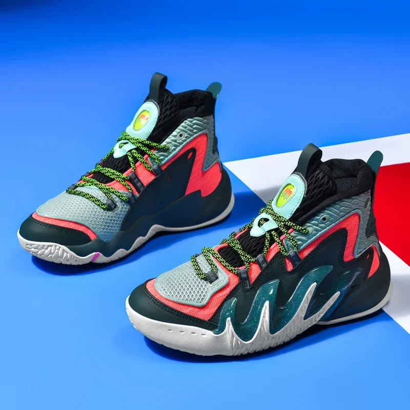 Topkwaliteit basketbalschoenen heren Chinese stijl dikke sneakers Outdoor hoge sportschoenen Mode vlamontwerp wandelschoenen