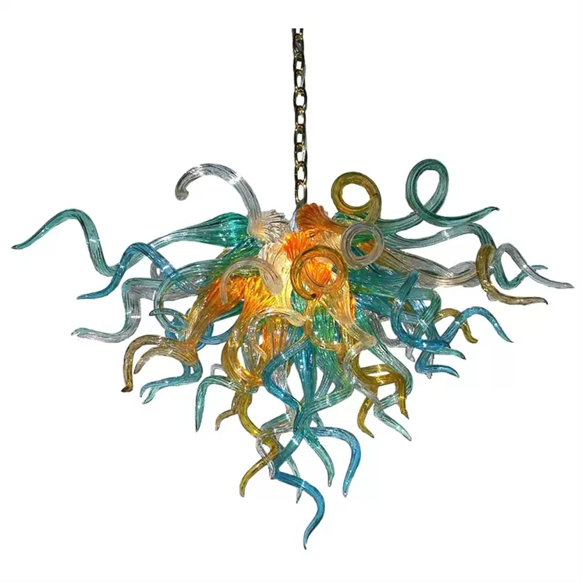 

Home decoration simple design modern craft glass chandelier 100% pure hand-blown art